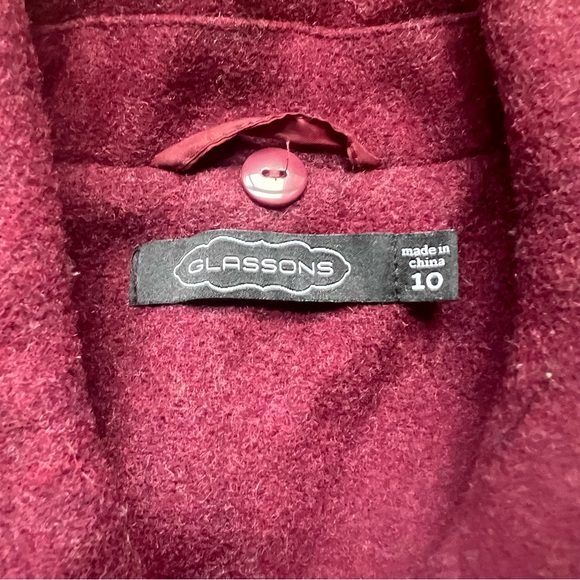 Glassons burgundy wine wool blend peplum coat - Picture 2 of 5